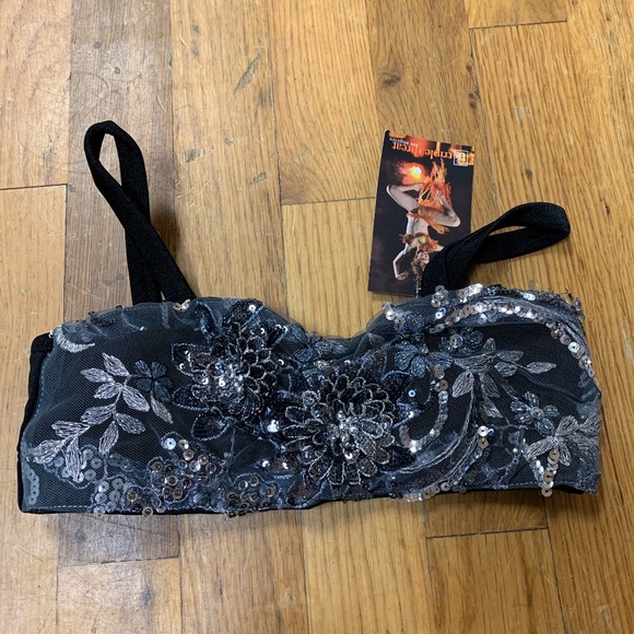 Triple Threat NWT Silver Lace Dance Top - Picture 1 of 5